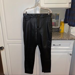 Zara High Rise Straight Leg Leather Pants
